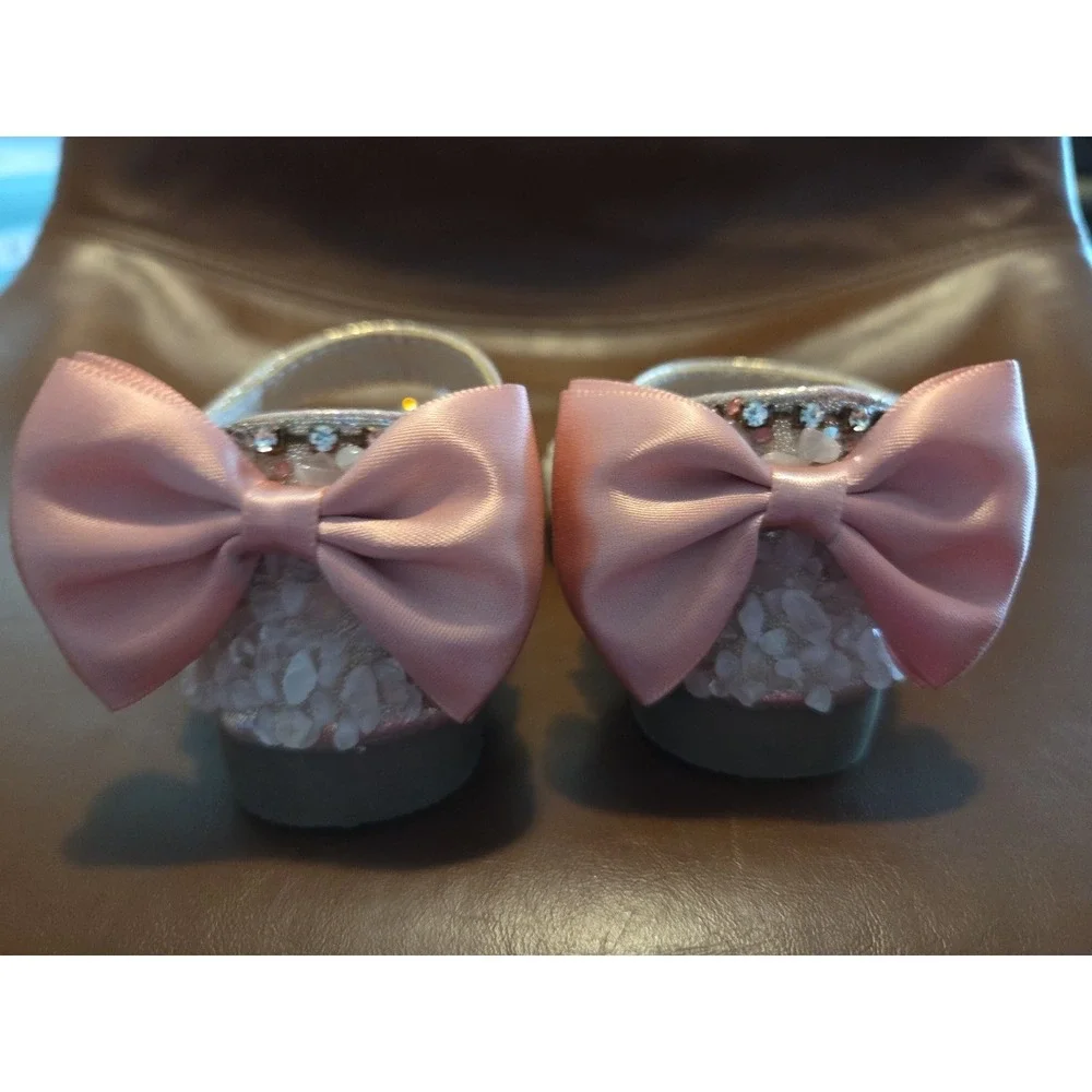 DINGDXIAOX RIBBON GLITTER Pink BABY TODDLER SHOES SANDALS Size 6.5‎ US 22 EUR